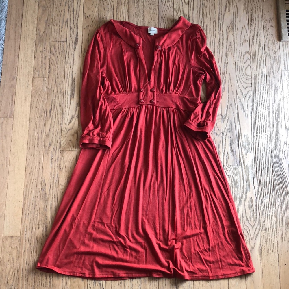 Ella Moss burnt orange dress knee length Lrg